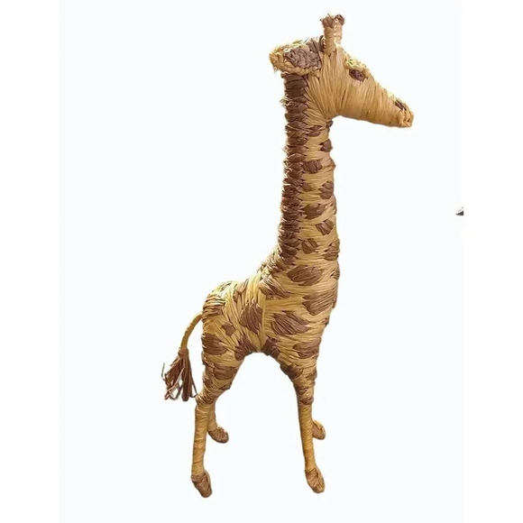 8.5 Inch Natural Fiber Standing Giraffe Home Decor - Picture 1 of 9